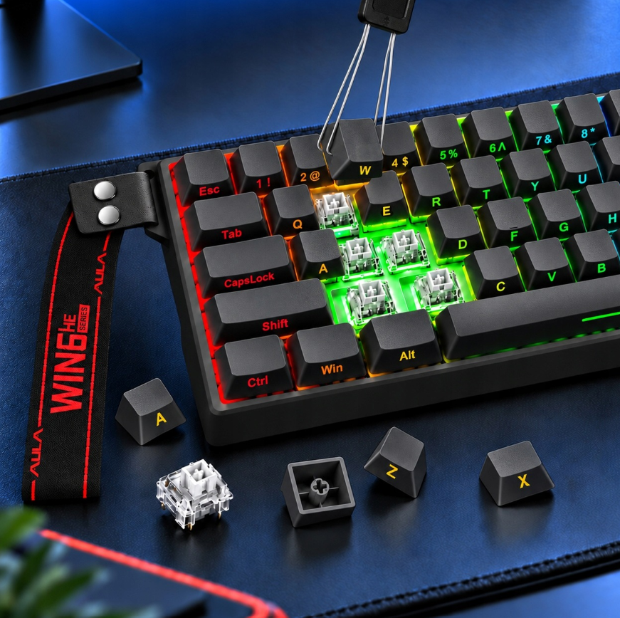 AULA WIN60 HE Gaming-Tastatur – 60 % kompakt – magnetische Schalter – 8000 Hz – Rapid Trigger – RGB – 30,2 x 10,9 cm