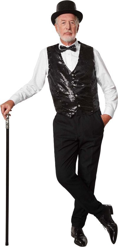 dressforfun – Paillettenweste für Herren, schwarz, XL – Kostüme, Halloween, Verkleidung, Partykleidung, Karnevalskleidung, Karneval, Festkleidung, Partykleidung – 303974