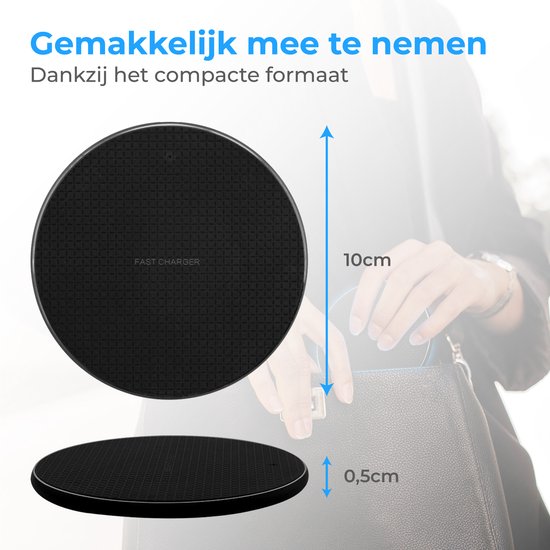 Nuvance Wireless Charger 10W - Inklusive Kabel - Wireless Charger - Schnellladegerät - Geeignet für alle drahtlos aufladbaren Smartphones