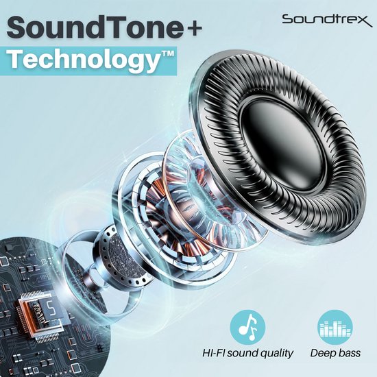 Soundtrex Display Wireless Earphones - Bluetooth-Ohrhörer - Ohrhörer kabellos - aktive Geräuschunterdrückung - LED-Anzeige - Bluetooth 5.3 - Schwarz