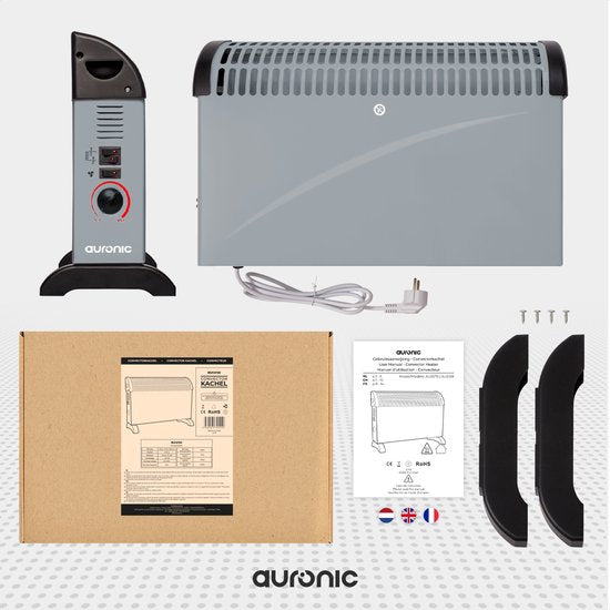 Auronic Elektrokonvektor - 750/1250/2000 Watt - mit Gebläse - Heizung - Heizlüfter - Grau