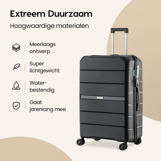 SKYCASES Urban Adventurer - Mittelgroßer Reisekoffer - Zahlenschloss - 44x27x66cm - 78L - Reisekoffer mit Kofferschloss - Spinner-Räder - Schwarz V2