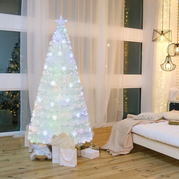 Coast Kunstweihnachtsbaum 180 cm, verschneiter Baum mit LED-Glasfaser-Beleuchtung, 8 Leuchtmodi, CM25341DE