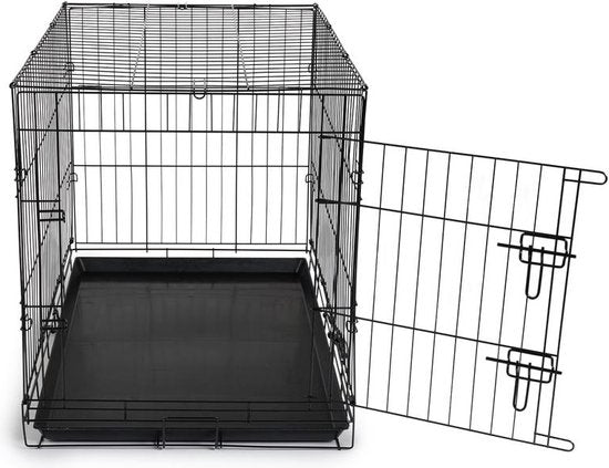 Hundebox – XL – 91 x 56 x 63 cm – Zusammenklappbar – Metall, Kunststoff – Schwarz – VI Online Products