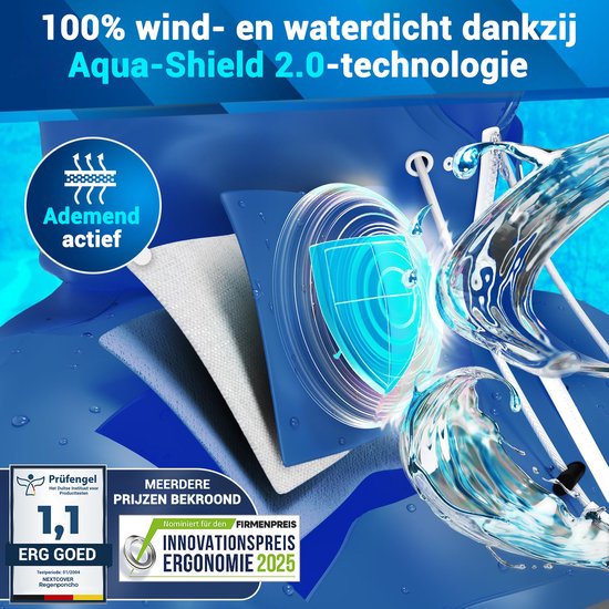 Nextcover Regenponcho Fahrrad für Damen und Herren | Regencape mit AquaShield 2.0 Technologie, wind- und wasserdicht | Ideal zum Radfahren, Wandern und Angeln | Fahrradponcho Erwachsene Unisex Fit | Poncho