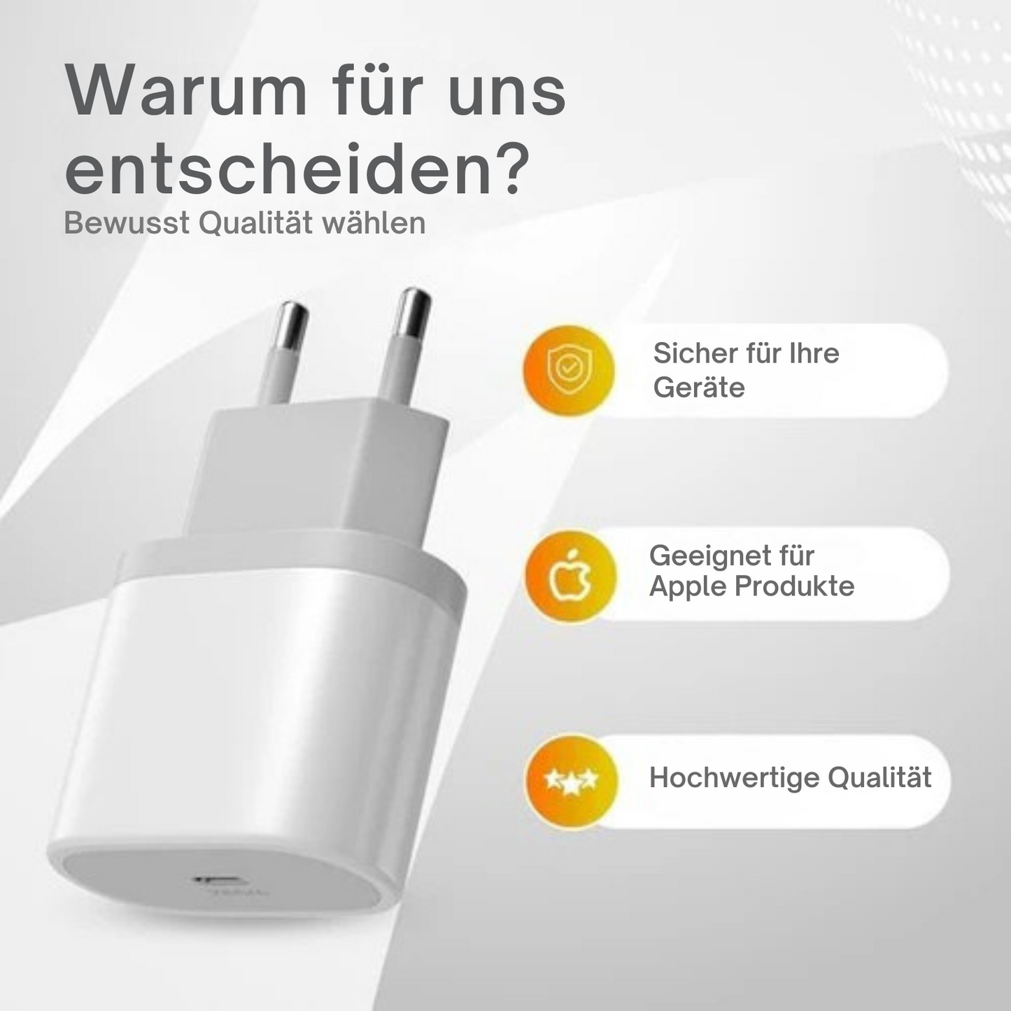 Wurk - Ladegerät - Geeignet für iPhone und iPad - 20W Schnellladegerät - 1M Ladekabel - Weiß