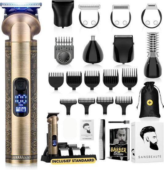 8-in-1 Bartschneider Herren + Reisetasche - Trimmer für Bart und Körper - Inkl. 8 Aufsätze - Body Groomer Herren - Body Trimmer Herren - Haartrimmer - Clippers - 0.5-15MM - Nase und Ohren - Trimmer - Bartmaschine - Multigroomer