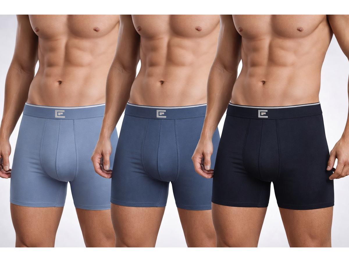 Bamboo Elements Boxershorts für Herren – 3er-Pack – dunkle Farben – Größe M