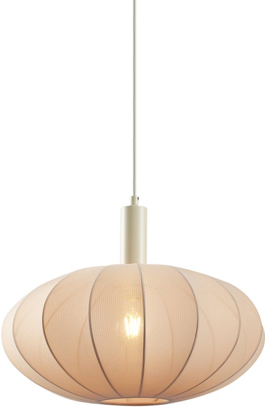 QAZQA bida – Japandi-Hängelampe – 1 Leuchtmittel – Ø 42 cm – Beige – Wohnzimmer | Schlafzimmer | Küche