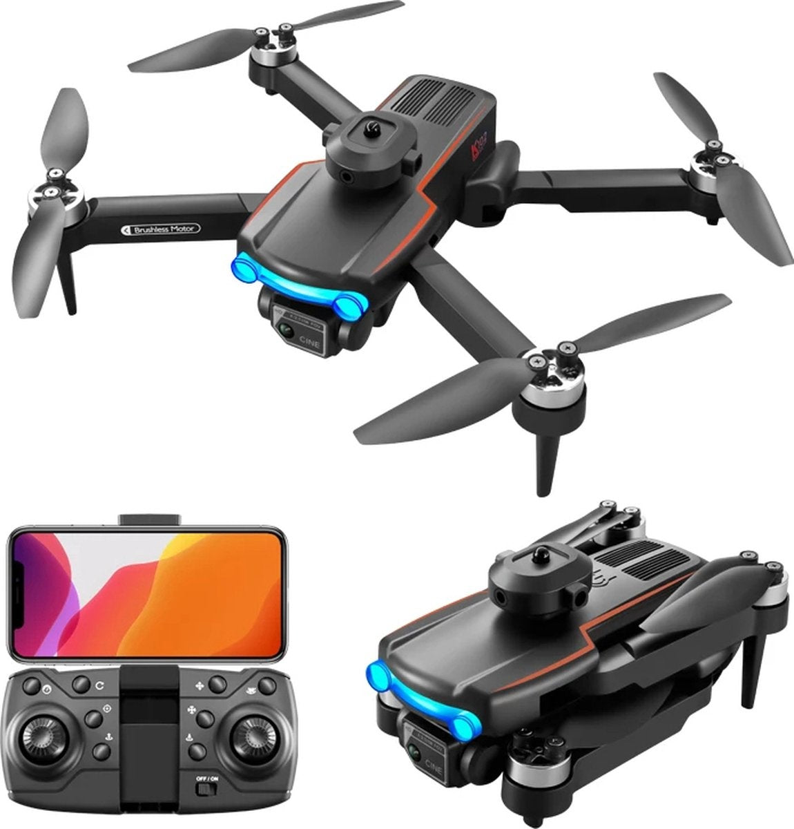 PuroTech Quad-Drohne Full HD 4K Kamera - 45 Minuten Flugzeit - Hindernisvermeidung - Inklusive 3 Batterien - Kein Flugschein erforderlich - Geeignet für Kinder / Erwachsene - Geschenk Weihnachten & Nikolaus