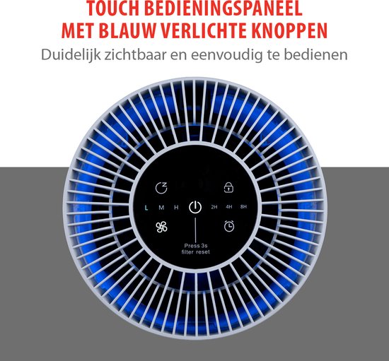 alpina Luftreiniger mit HEPA-Filter H13 – Luftreiniger mit Ionisator für Räume von 5–10 m² – Luftreiniger 60 m³/h – Luftreiniger mit 3 Geschwindigkeitsstufen – 230 V/12 W – Weiß
