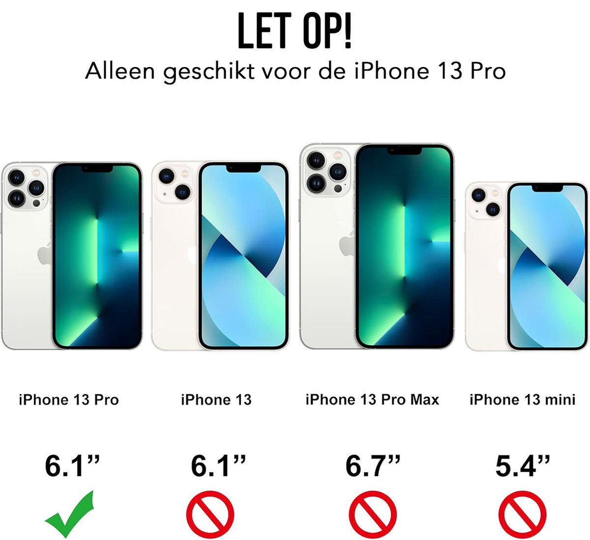 Podec iPhone 13 Pro Tasche & Displayschutzfolie - Schwarz - 14,7 x 7,1 x 1 cm