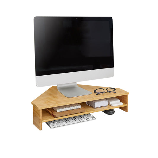SoBuy BBF09-N Bambus-Monitorständer Dreieck - 58x32x12 cm - Naturholzfarbe