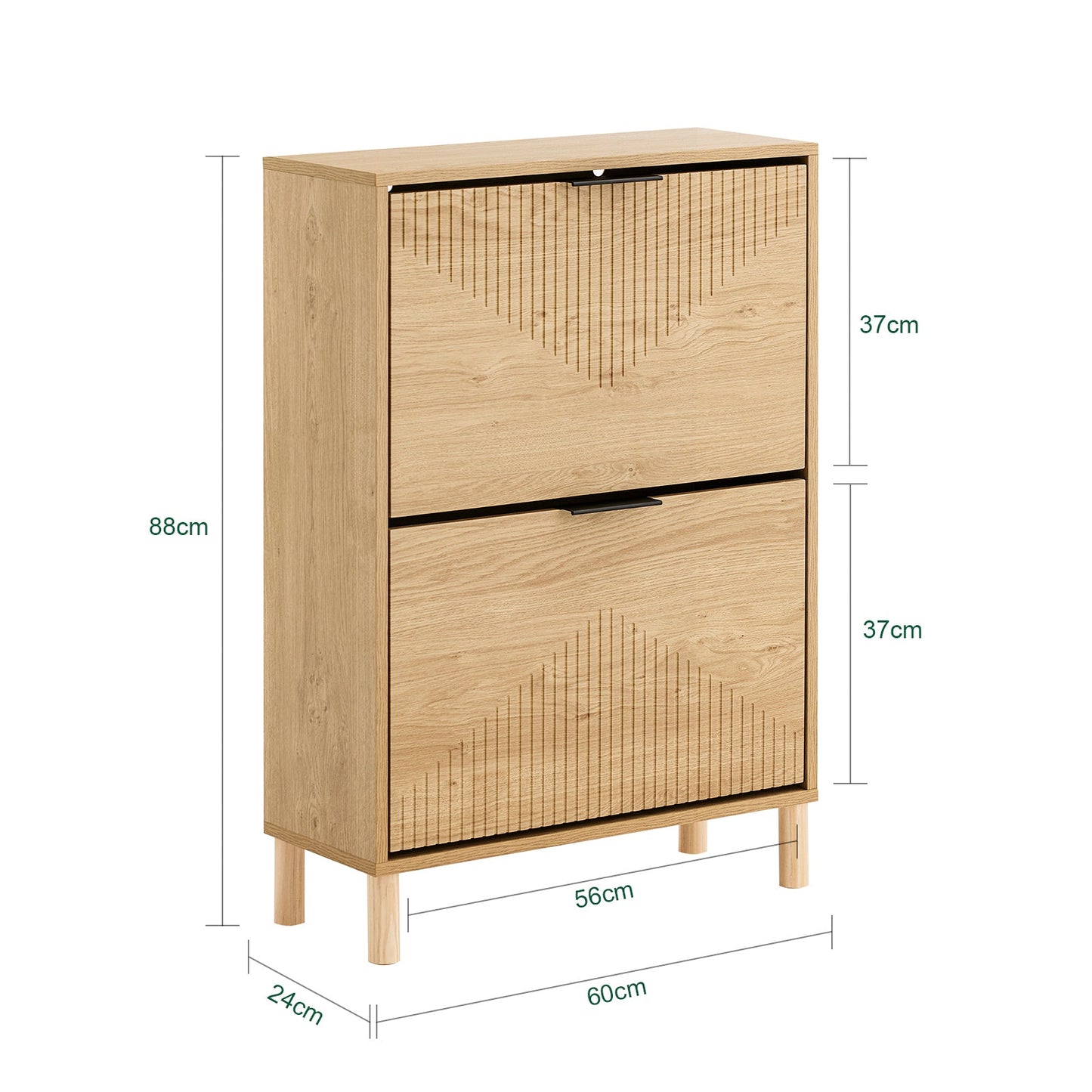 SoBuy FSR200-N Schuhschrank 60x24x88 cm - Helles Holz - Kompaktes Design mit 2 Klappen, Kippsicherung und Platz für 8 Paar Schuhe