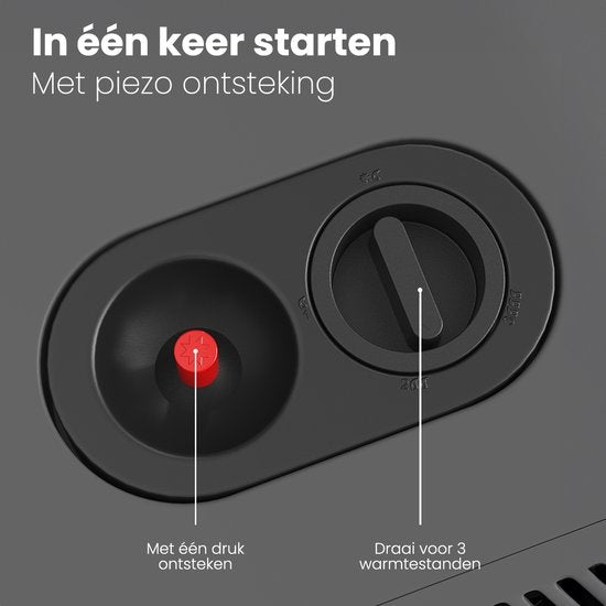 Auronic Mobiler Gasherd - mit Rädern - bis zu 60 mÂ² - inkl. Gasdruckregler und Gasschlauch - Grau