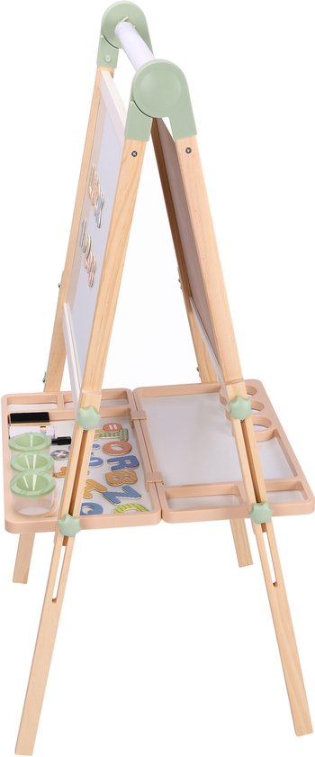 Sunny Luna Aktivitäts-Zeichentisch – Verstellbarer Kinder-Zeichentisch aus Holz – Spiel-Zeichentisch mit Whiteboard und Kreidetafel – Magnettafel – Inklusive Papierrolle, Bechern und Zubehör – Lernspielzeug