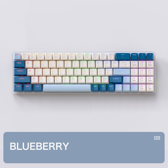 FREEWOLF K65 Mechanische Gaming-Tastatur - seitliche RGB-Beleuchtung - 78 Tasten - Mini-NumPad - roter Schalter - Blueberry