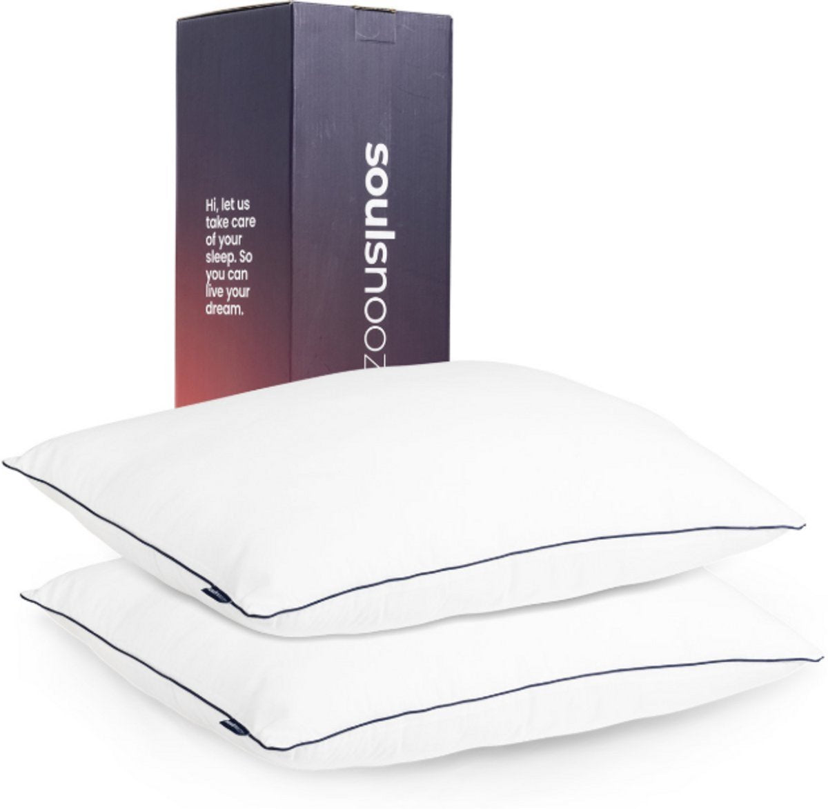 Soulsnooze Luxus-Kissen - 2er-Set - 40x80 cm - Medium - Verstellbar & Anti-Allergie