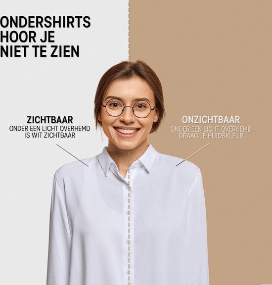 Anti Sweat Shirt - Fibershirts® - eingenähte Achselpads - Unterhemd - beige - Rundhalsausschnitt - Damen - Größe XL
