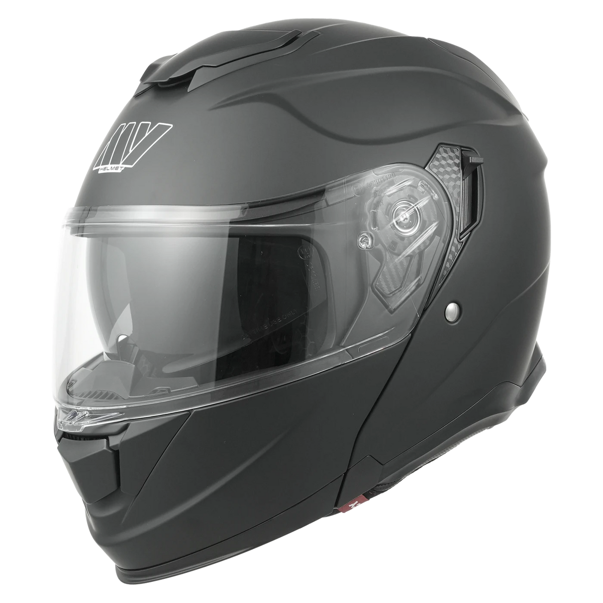 MY Flip-Up-System-Motorradhelm – ECE 22.06-zertifiziert – Größe M – Mattschwarz und Silber – ABS
