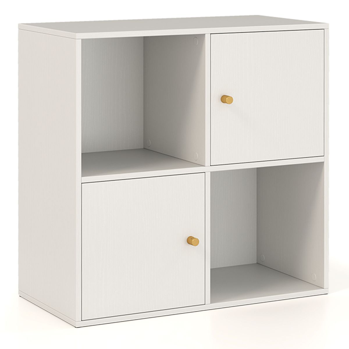 Coast Bücherregal mit 4 Fächern – mit Kippschutz – 2 Türen – weiß – 60 x 29 x 60 cm