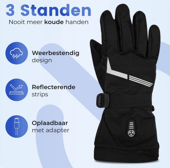 Qualitá® Beheizte Handschuhe - Wasserabweisend - Elektrische Handschuhe - Mit Touchscreen-Kompatibilität - Wintersport - Wiederaufladbar - Größe XL