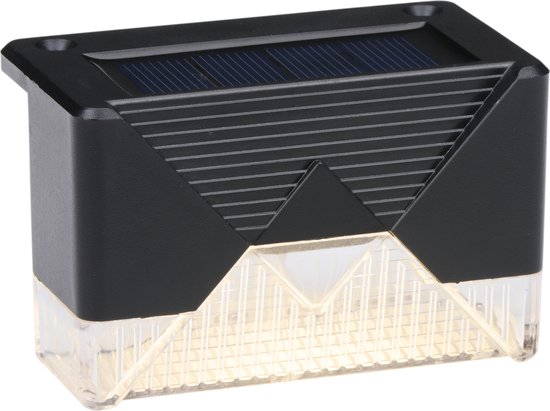 Grundig Solar Gartenleuchten 4 Stück - Solarleuchte für Terrassen- und Zaunbeleuchtung - Warmweißes Stimmungslicht - Gartenbeleuchtung inkl. Montagematerial - 6-8 Stunden Batterielebensdauer - Schwarz