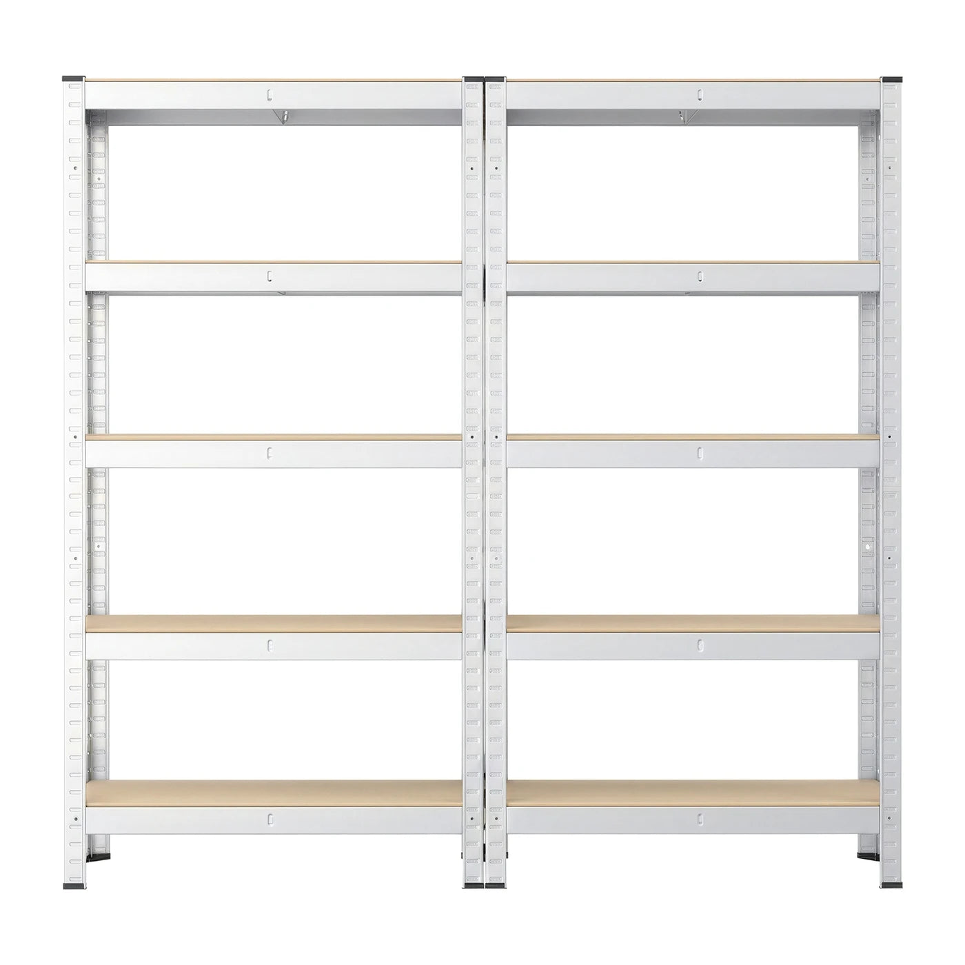 Joyfurnos Aufbewahrungsregal, 2er-Set – Silber – 5 Einlegeböden pro Regal – 650 kg pro Regal – Montage ohne Schrauben – 75 x 30 x 150 cm