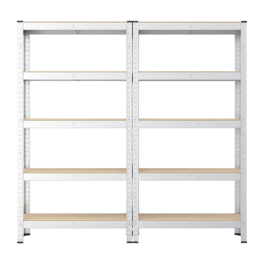 Joyfurnos Aufbewahrungsregal, 2er-Set – Silber – 5 Einlegeböden pro Regal – 650 kg pro Regal – Montage ohne Schrauben – 75 x 30 x 150 cm