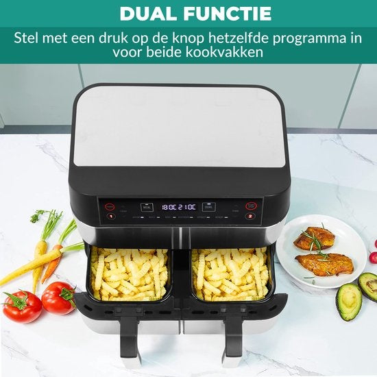 Niceey Double Airfryer XXL - 8L - 2460W - Silber