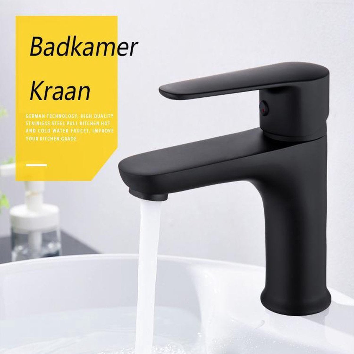 Inspire Badarmatur Schwarz mit Anschlüssen - Waschtischarmatur - Schwarz Chrom