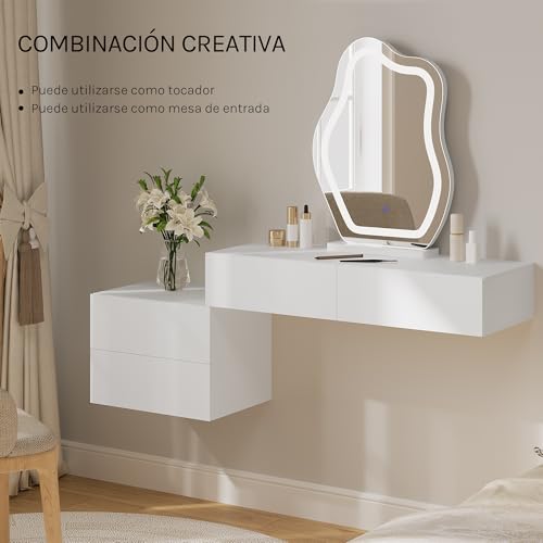 Woltu Nachttisch mit Schublade 2er Set - Wandmontage, Weiß - 40x30x14 cm