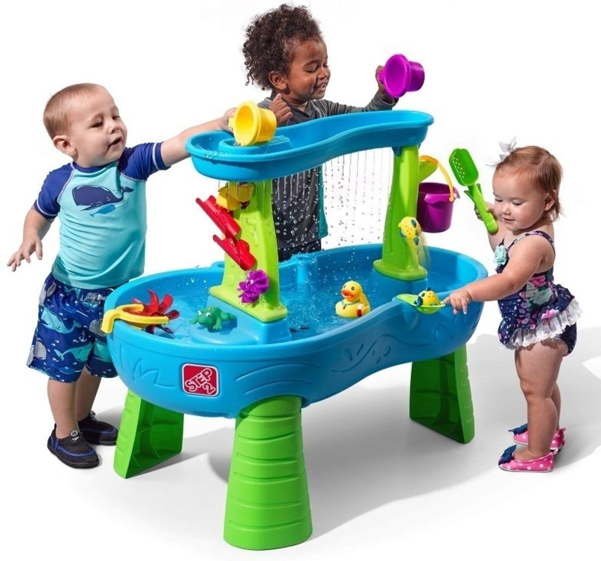Step2 Rain Showers Splash Pond Wassertisch - Mit 13-teiligem Zubehörset - Wasserspielzeug für Kinder - Spieltisch mit Wasser für Garten/Außenbereich