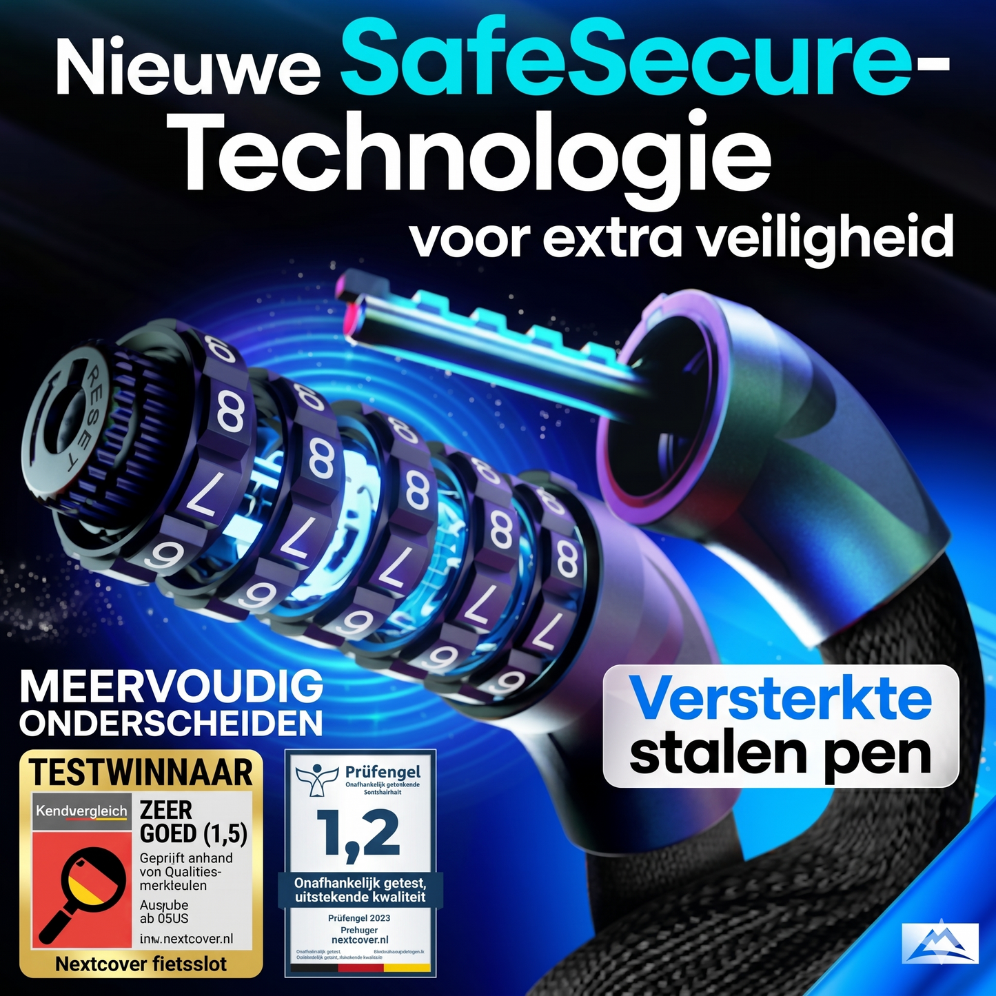 Nextcover LockOne Fahrradschloss – mit Schlüssel – hohe Sicherheit – schwarz