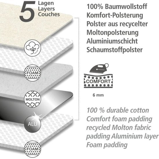 WENKO Air Comfort, Bügelunterlage, Blau, gemustert, Baumwolle, 1300 mm, 650 mm