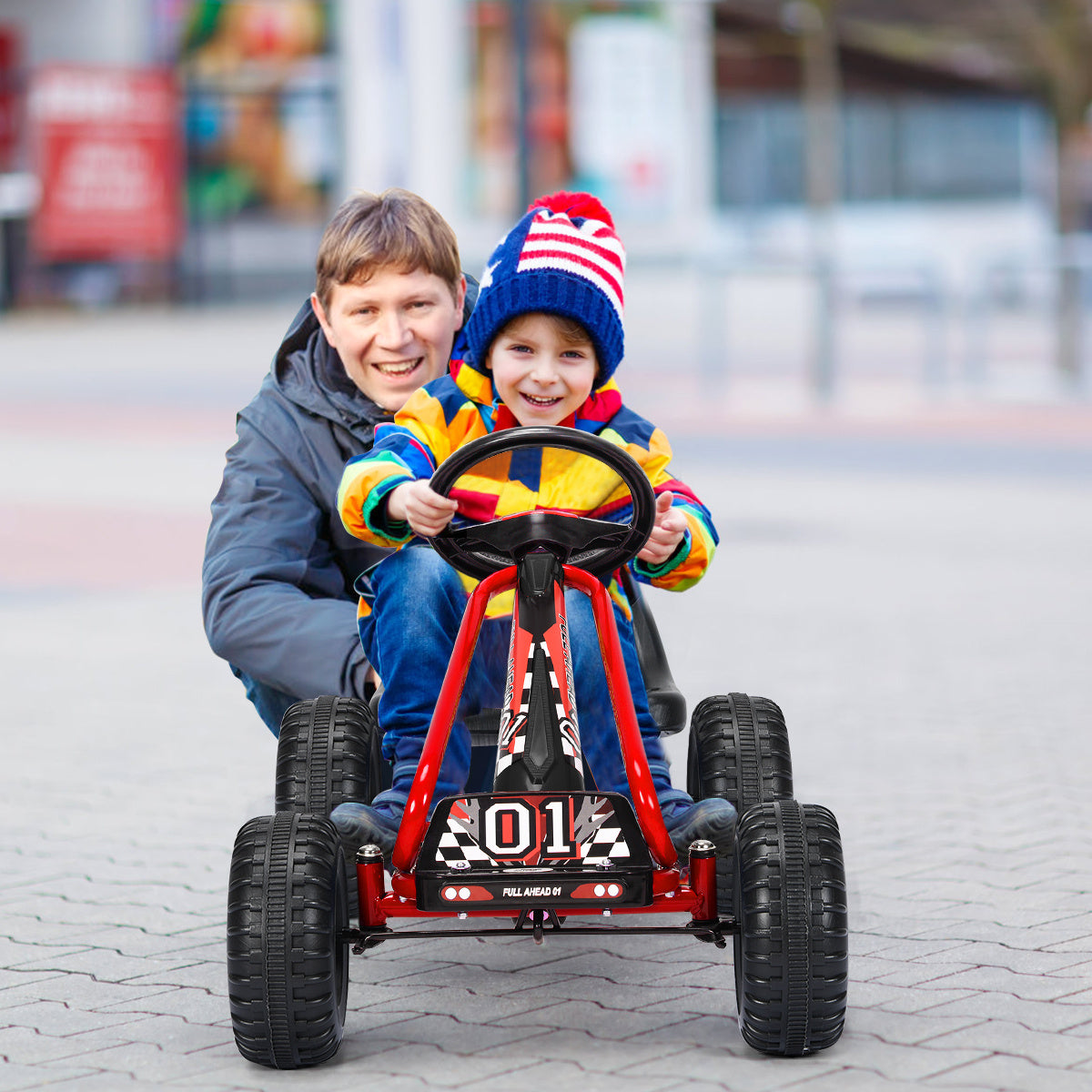 Gokart Go Cart mit Handbremse Troll-Auto 30kg Tretfahrzeug Tretfahrzeug 3-6 Jahre rot