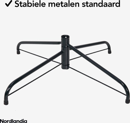 Nordlandia Künstlicher Weihnachtsbaum mit LED-Lichtern - 180 cm - Metallständer - Grün
