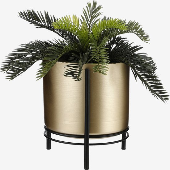 Mica Decorations Sverre Blumentopf auf Ständer - H28 x Ø19 cm - Gold, Schwarz