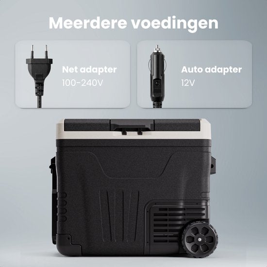 Auronic Electric Cool Box - Kompressor - 2 Zonen - 45L - 12/24V und 240V - Kühlen und Gefrieren - Campingkühlschrank - Frigobox Auto - Mit Rädern und Griff - Schwarz