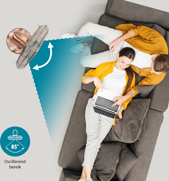 Tristar Retro Stativventilator 40 cm – 50 W – 3 Geschwindigkeitsstufen – 85° Schwenkbereich – Mit Höhenverstellung – Kupferfarben – VE-5971