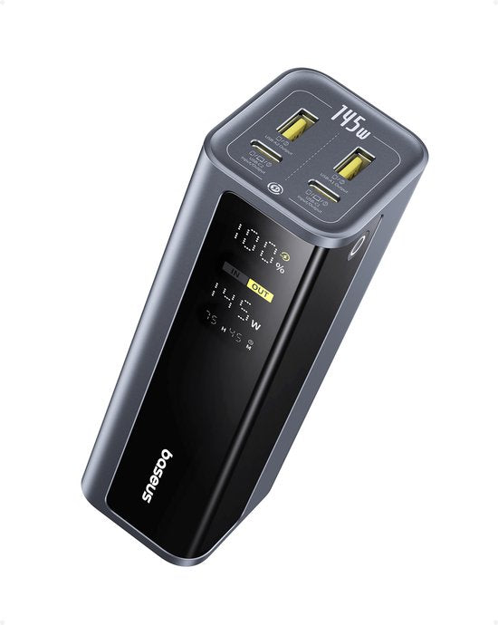 Baseus EnerGeek Powerbank – 145 W, 20.800 mAh, Laptop-Powerbank – – Tragbares Ladegerät – Externer Akku mit 2x USB-C PD 3.0, max. 100 W Schnellladung, Digitalanzeige, kompatibel mit MacBook Pro, Dell, HP, SteamDeck, iPhone 16/15/14/13, Samsung