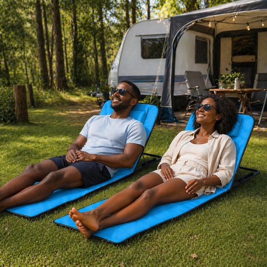 Ceruzo Strandmatten-Set 2 – Verstellbare Rückenlehne – Zusammenklappbar – Aquablau