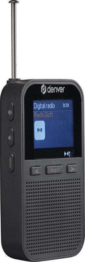 Denver DAB-Radio - Tragbares Radio - Batterien \u0026 Netzstrom - 60 Voreinstellungen - Reisewecker - DAH126 - Schwarz