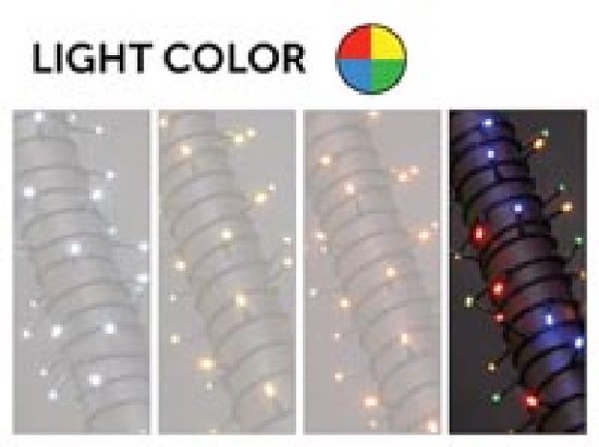 Stella LED, Lichterkette, 20 m, 300 LEDs, mehrfarbig, grünes Kabel, für drinnen und draußen, 24 V