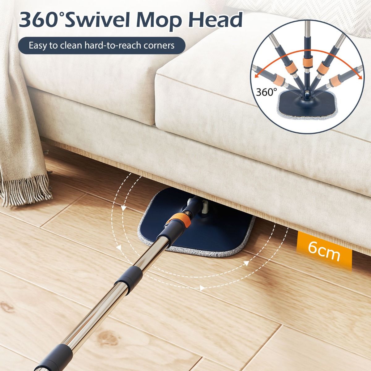 Coast Spinmopp und Eimerset – trennt sauberes und schmutziges Wasser – um 360° drehbarer Moppkopf – dunkelblau