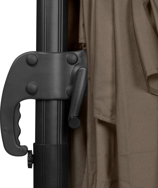 VONROC Premium Floating Parasol Pisogne 300x300cm - Inkl. Kreuzfuß & Schutzhülle - Quadratischer Sonnenschirm - 360° drehbar - Neigbar - UV-beständiges Tuch - Taupe