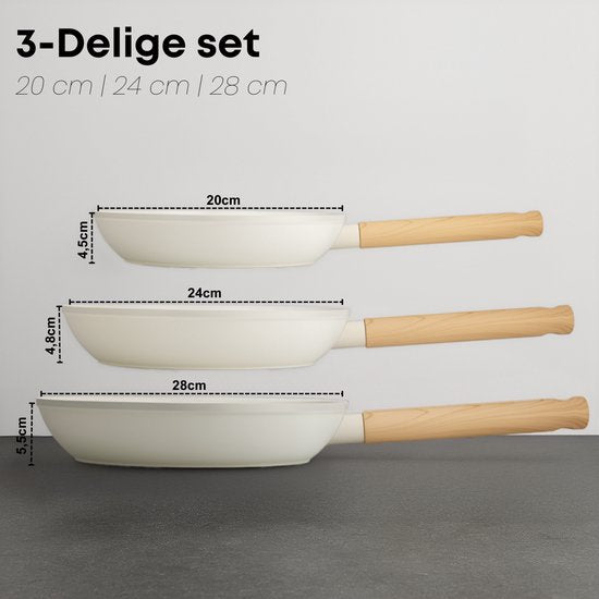 Savoré Kitchen Bratpfannen Ø20, 24 & 28 cm - Induktion - PFAS-frei - Bratpfanne aus Keramik - Bratpfannenset - Pfannen - Pfannen - Pfanne