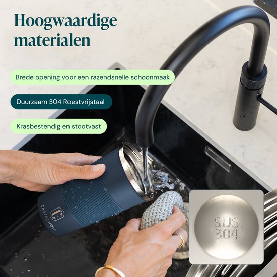 Castagnola Thermosbecher – Kaffeebecher zum Mitnehmen – Reisebecher für Kaffee und Tee – Teebecher – 510 ml – Edelstahl – Dunkelblau