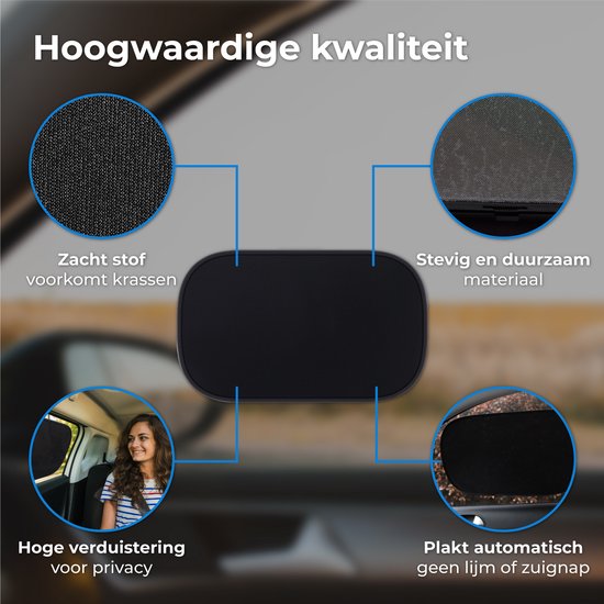 Nuvance - Sonnenschutz Auto Baby - 2 Stück - mit UV-Schutz für Baby und Kind - Sonnenschutz Seitenfenster - Selbstklebend - Einheitsgröße - Schwarz