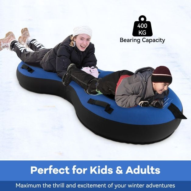 Coast 2-Sitzer-Schneeschlitten - 200 cm - Mit Kordelzug - Blau